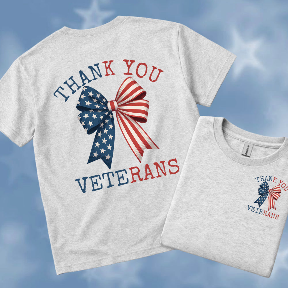 Thank You Veterans Bow Tee